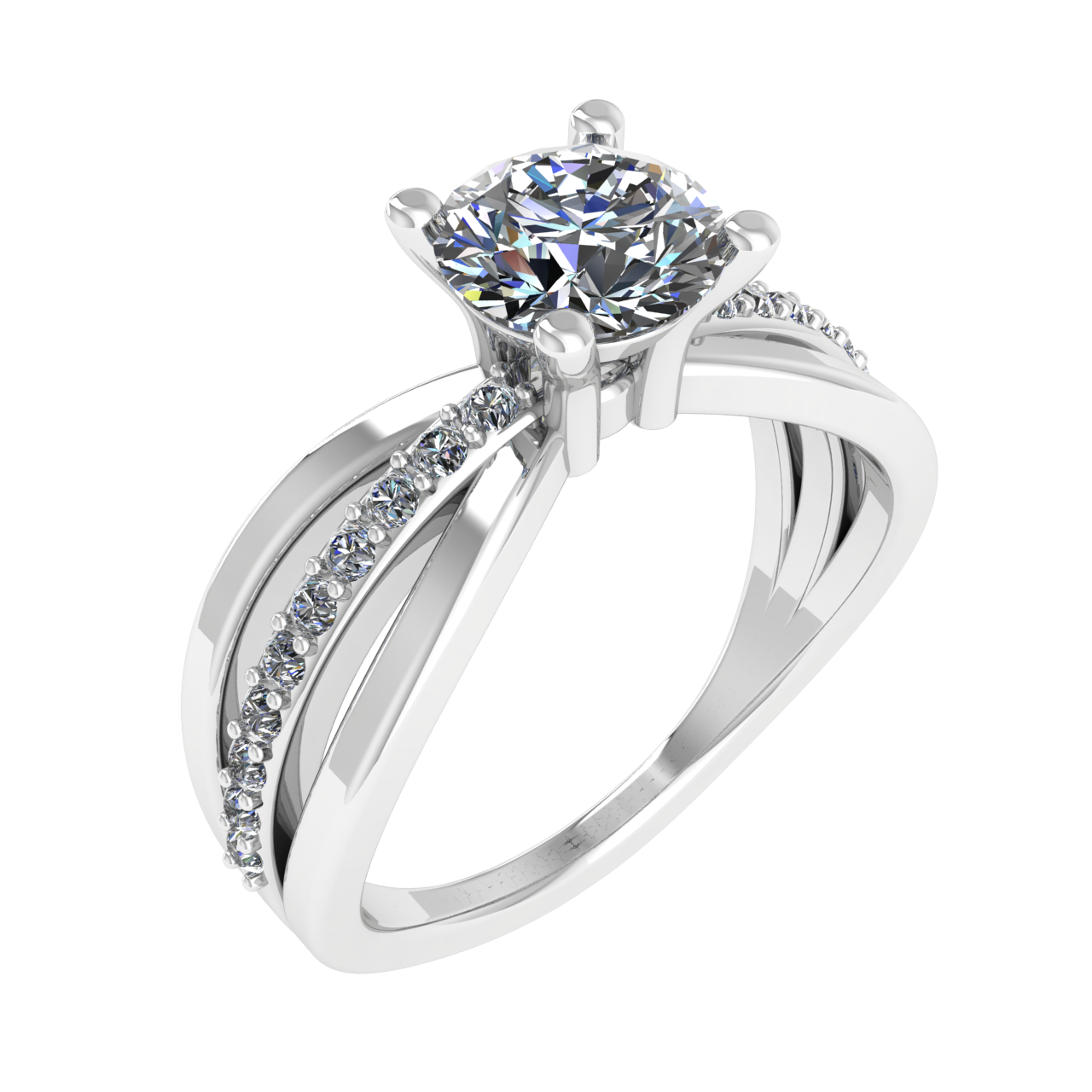 ACCENTED SPLIT SHANK 6.50mm ROUND ENGAGEMENT RING